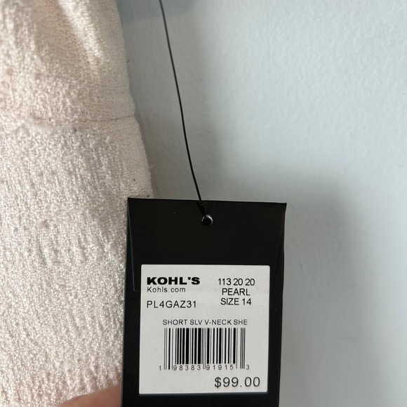 Andrew Marc Pearl Textured V Neck Sheath Dress Short Sleeve Size 14 Read - Picture 4 of 14